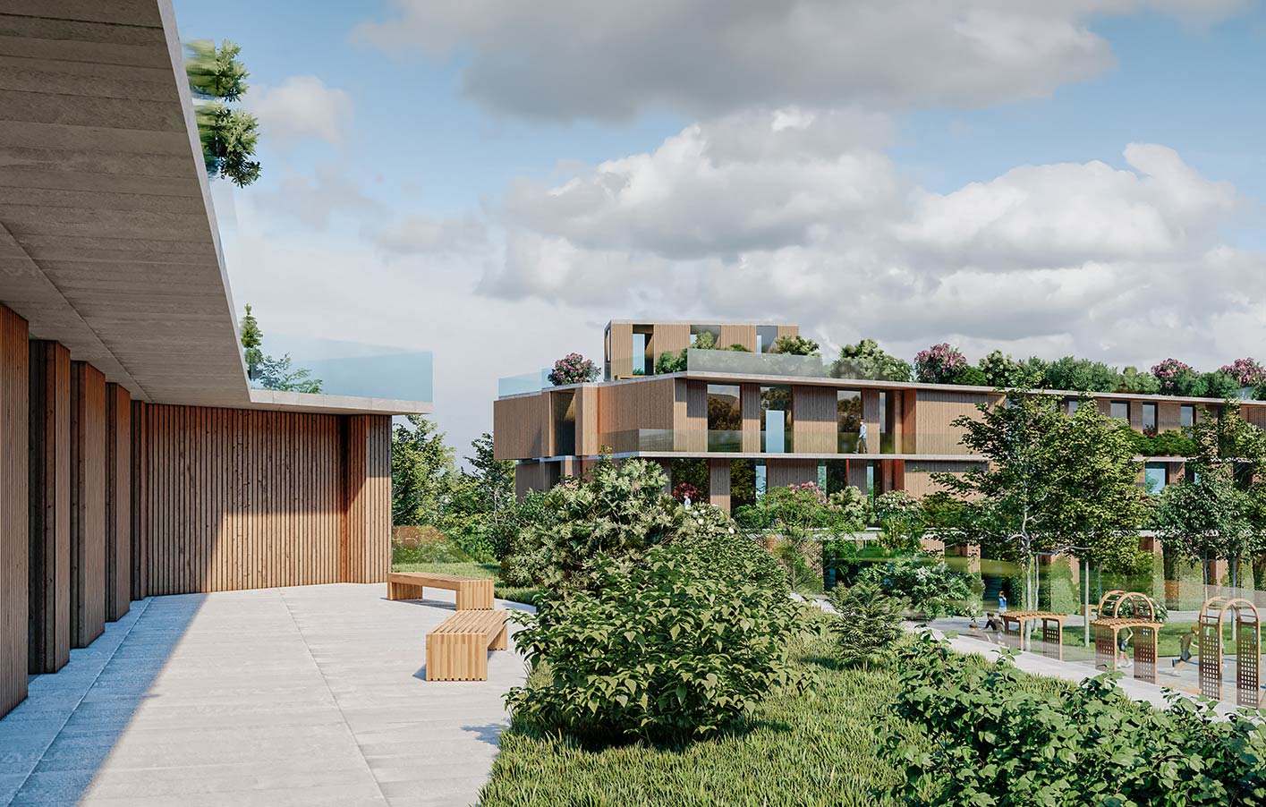 Holz als Statussymbol - moderne nachhaltige Immobilien aus und mit Holz Ein Blick auf moderne Häuser mit Holzfassade